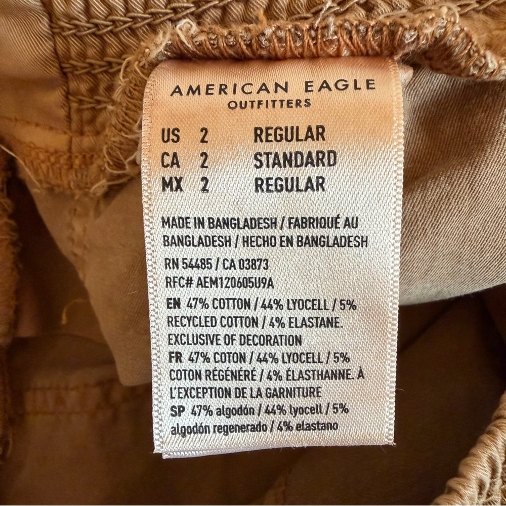 American Eagle High Waisted Jegging Brown Tan Joggers Drawstring and Elastic - Picture 10 of 14